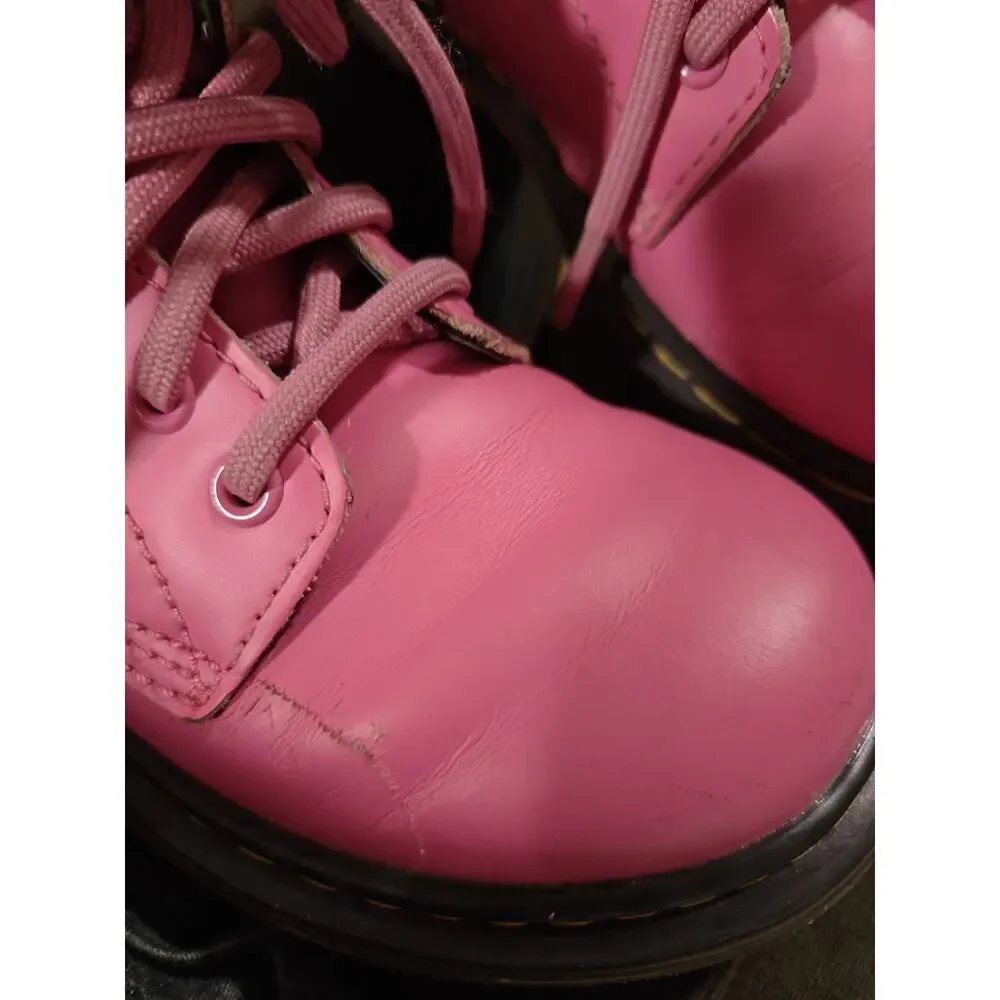 Dr. Martens 1460 Hot Pink Leather Airwave Bouncing Soles Kids Boot Lace Up Sz 12